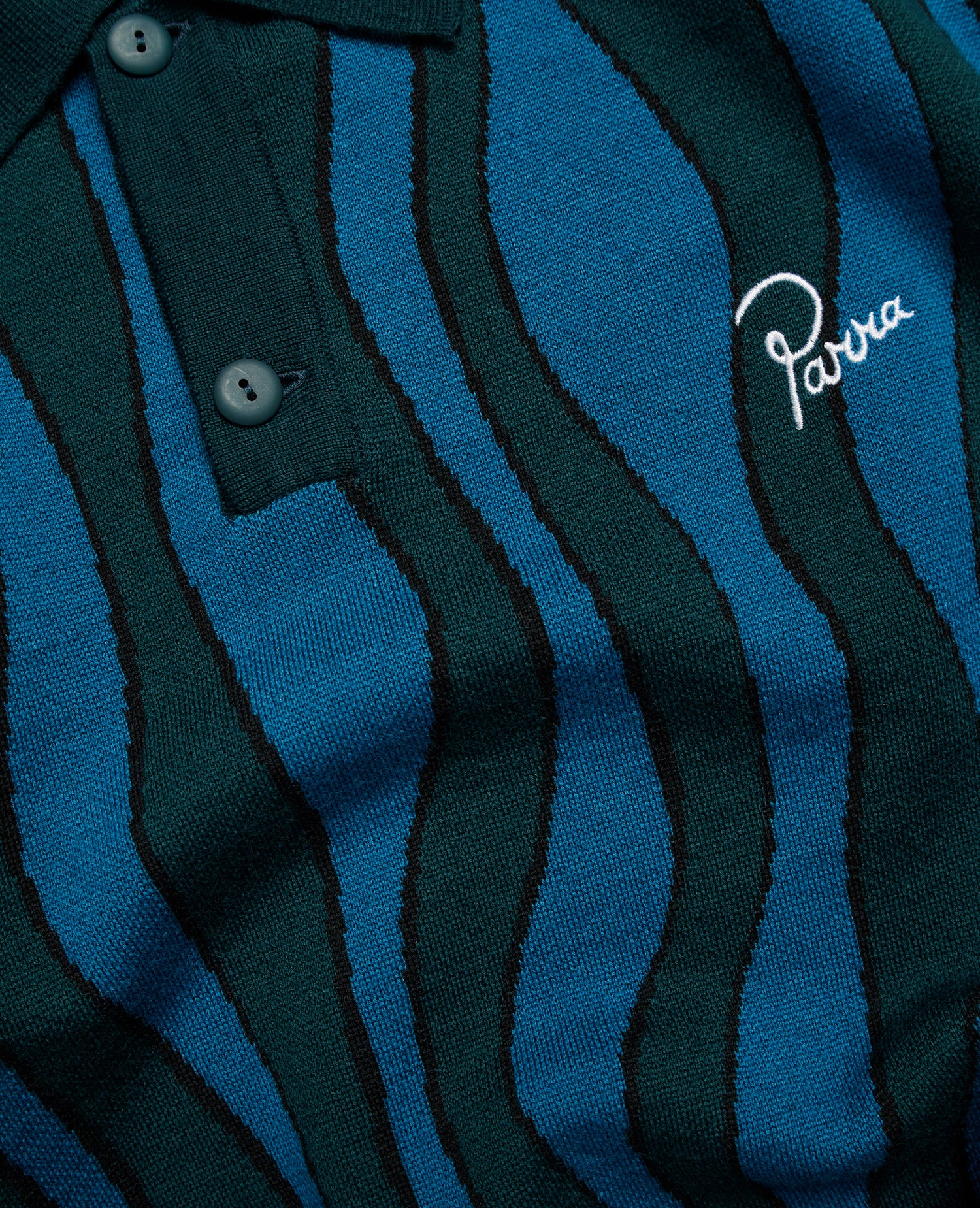 byParra Aqua Weed Waves Knitted Polo Shirt (Multi)