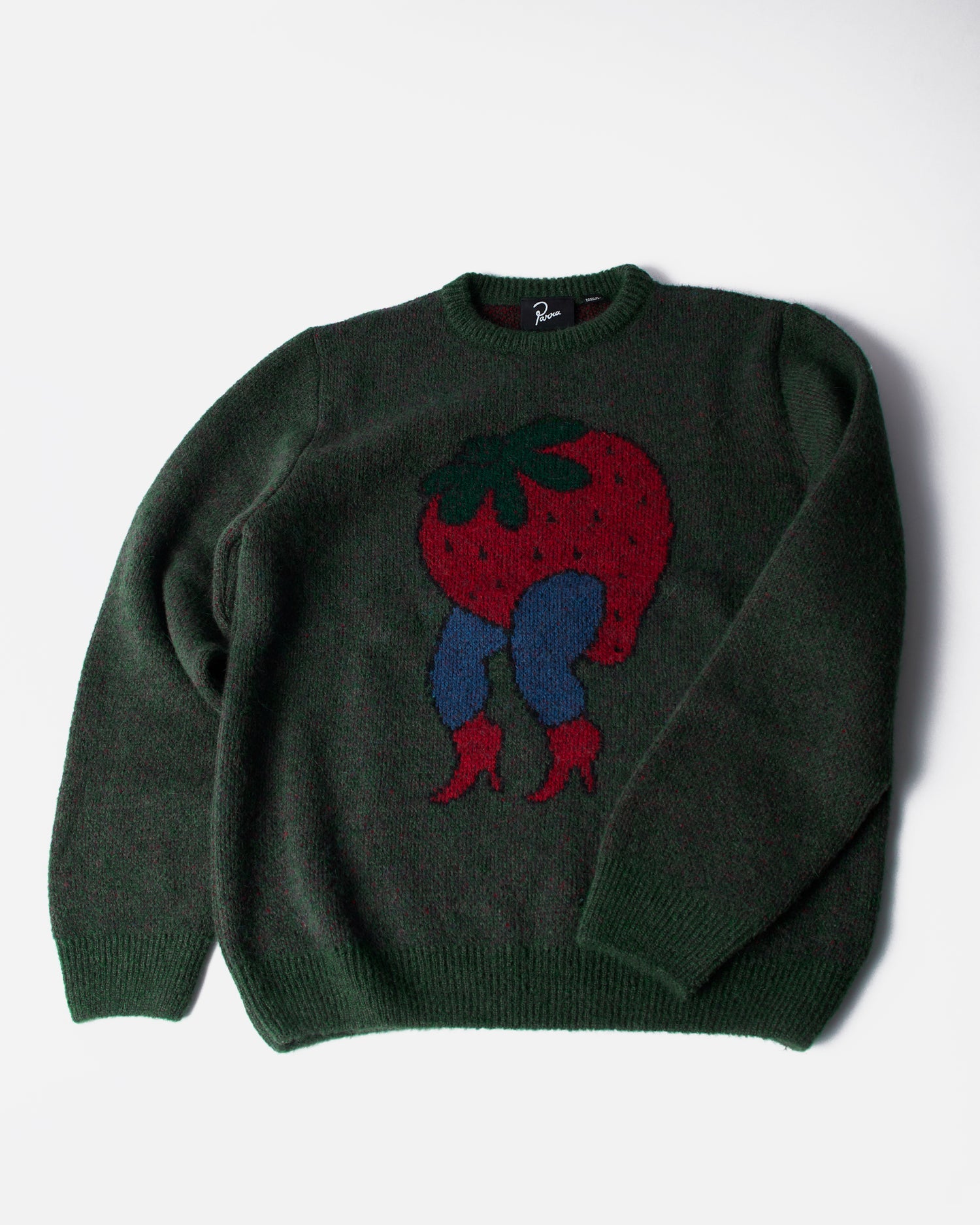 byParra Stupid Strawberry Knitted Pullover (Hunter Green)