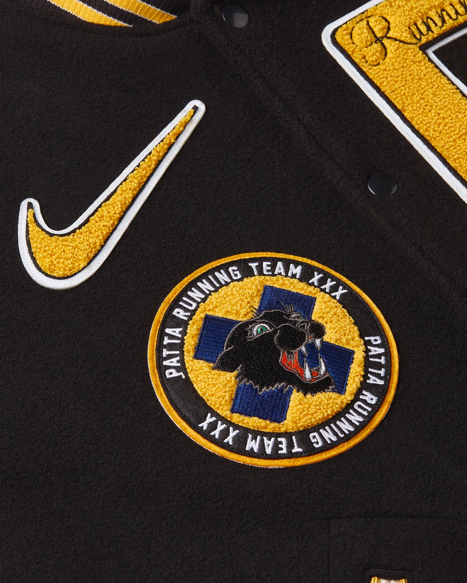 Nike x Patta Running Team Varsity Jacket (Black/Yellow-White)