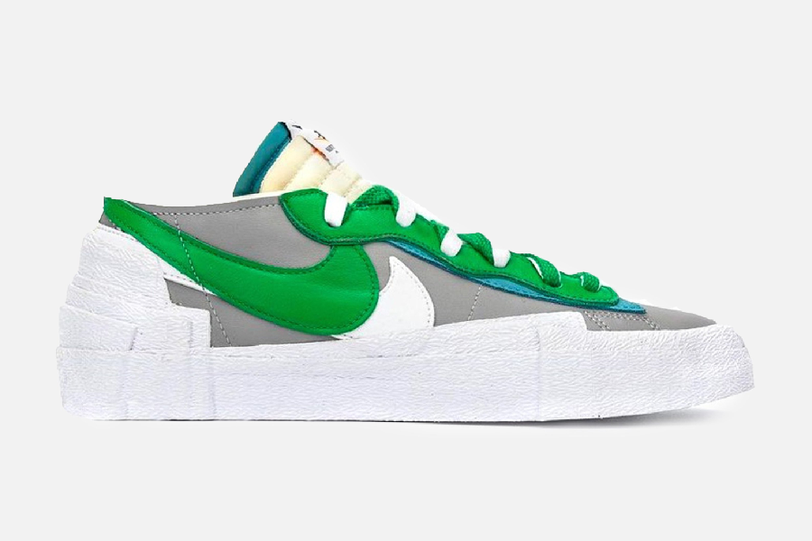 Nike x Sacai Blazer Low (Medium Grey/Classic Green-White)