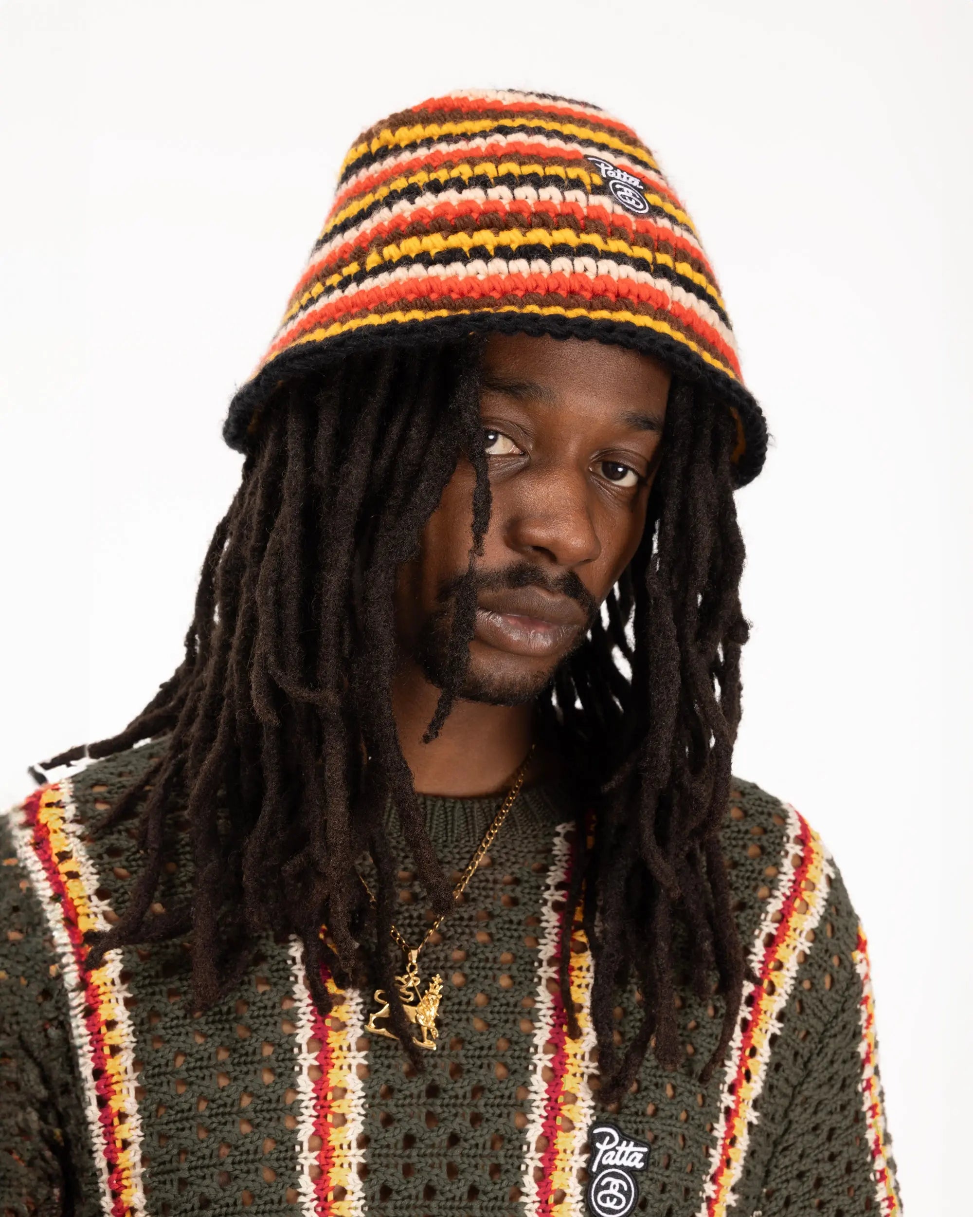 Stussy x Patta Striped Knit Bucket Hat
