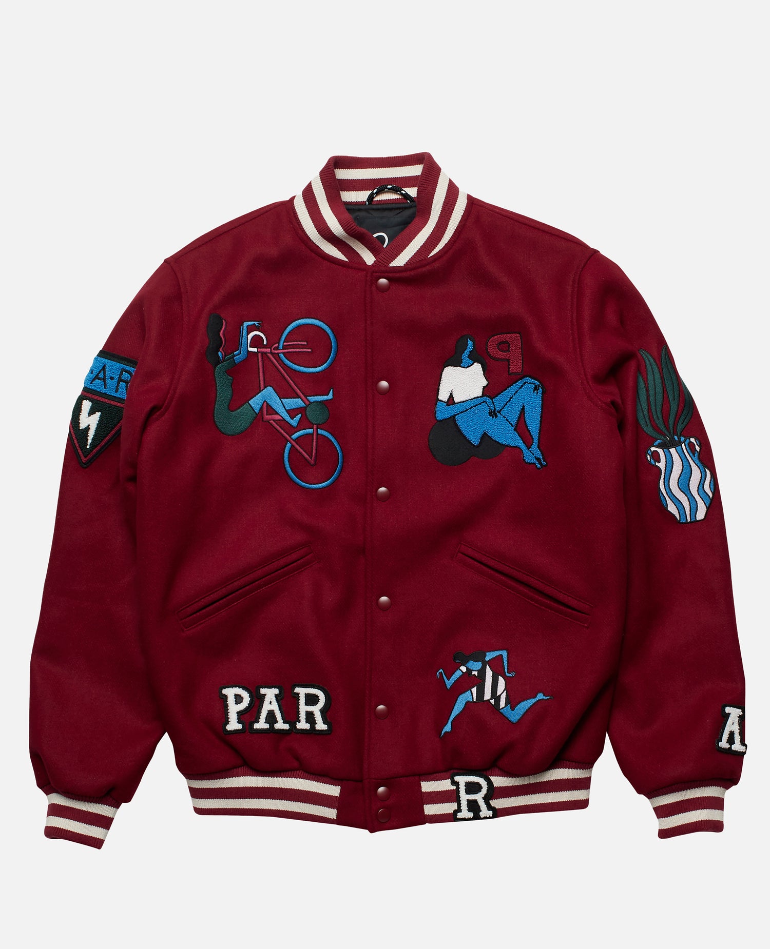byParra Run Sit & Bike Varsity Jacket (Dark Red)