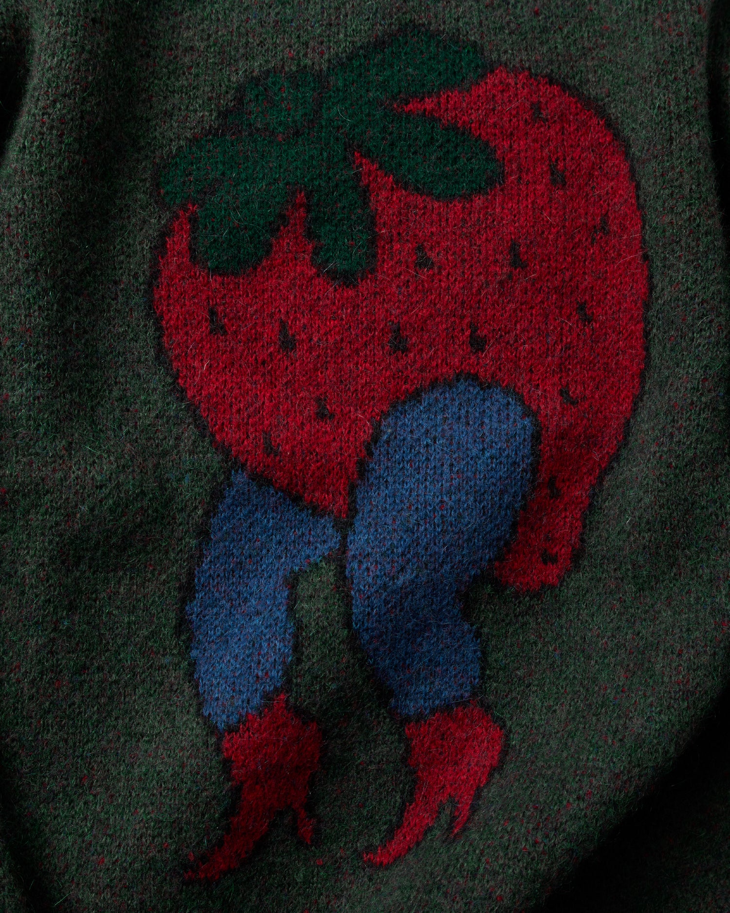 byParra Stupid Strawberry Knitted Pullover (Hunter Green)