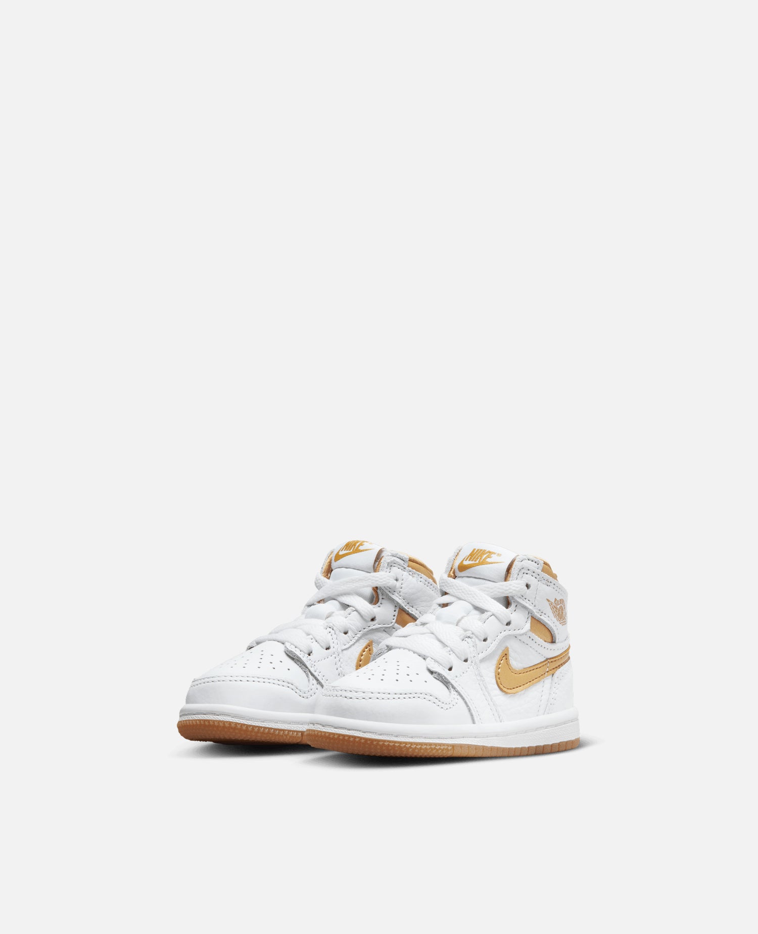 Nike Jordan 1 Retro High OG (TD) (Bianco/Oro metallizzato-Marrone chiaro gomma)