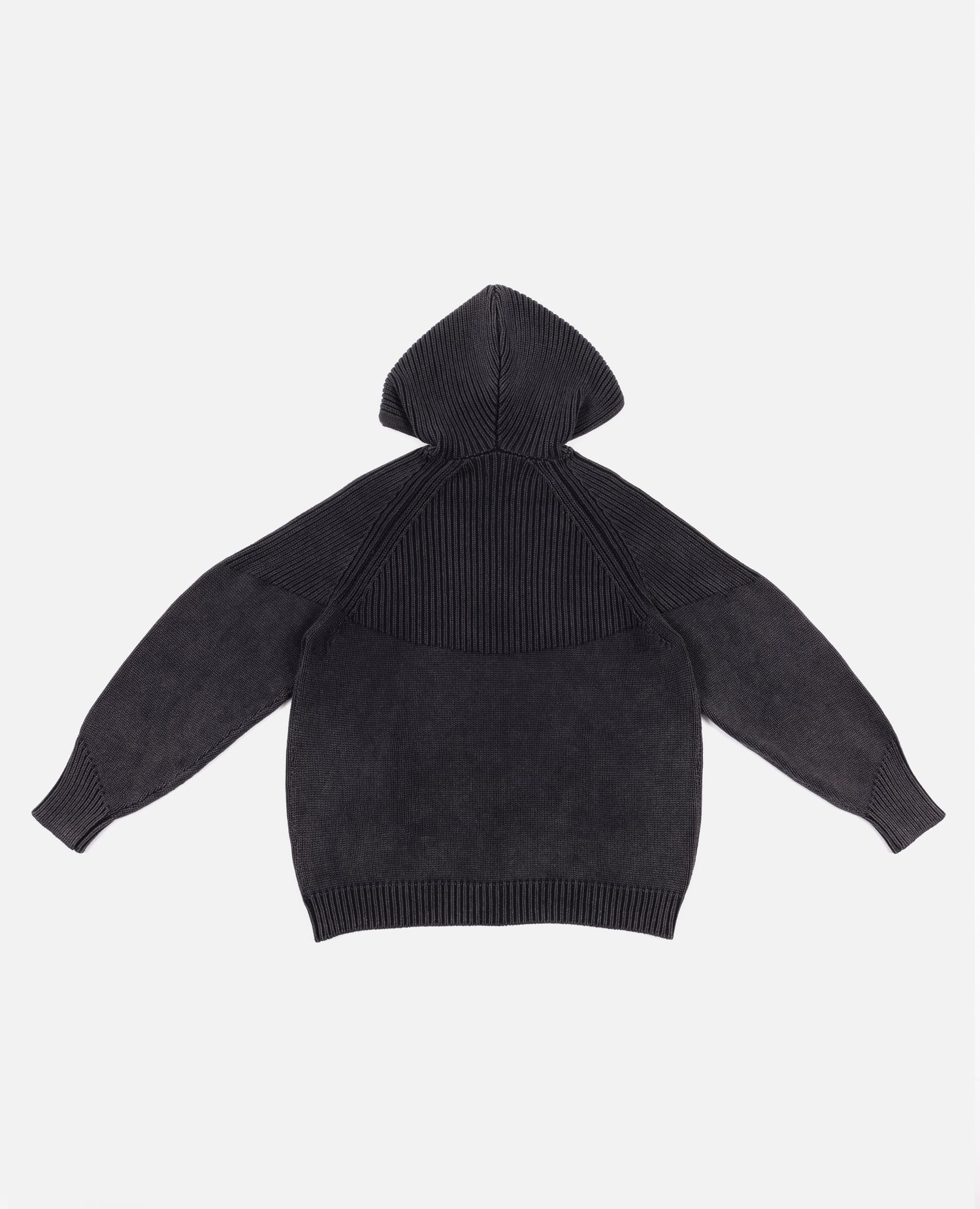 Patta Ribbed Knitted Zip Up Hooded Sweater (Black)