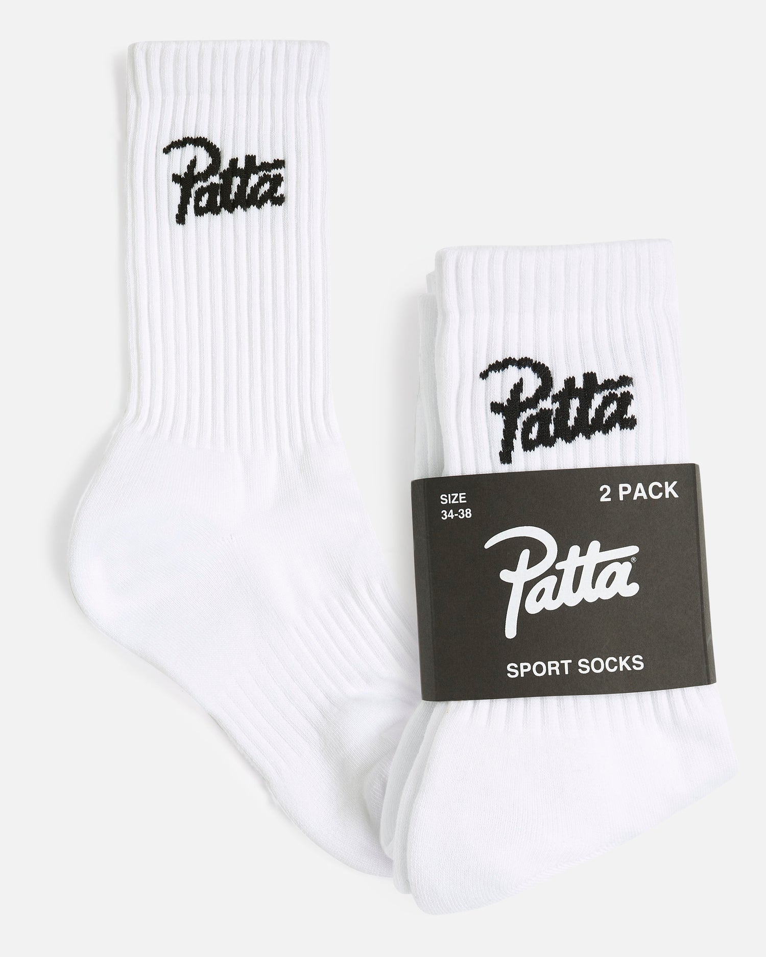 Lot de 2 chaussettes de sport Patta Script Logo (blanc)