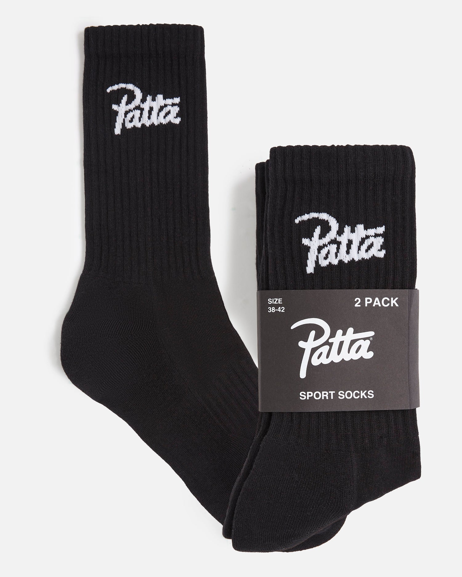 Lot de 2 chaussettes de sport Patta Script Logo (noir)