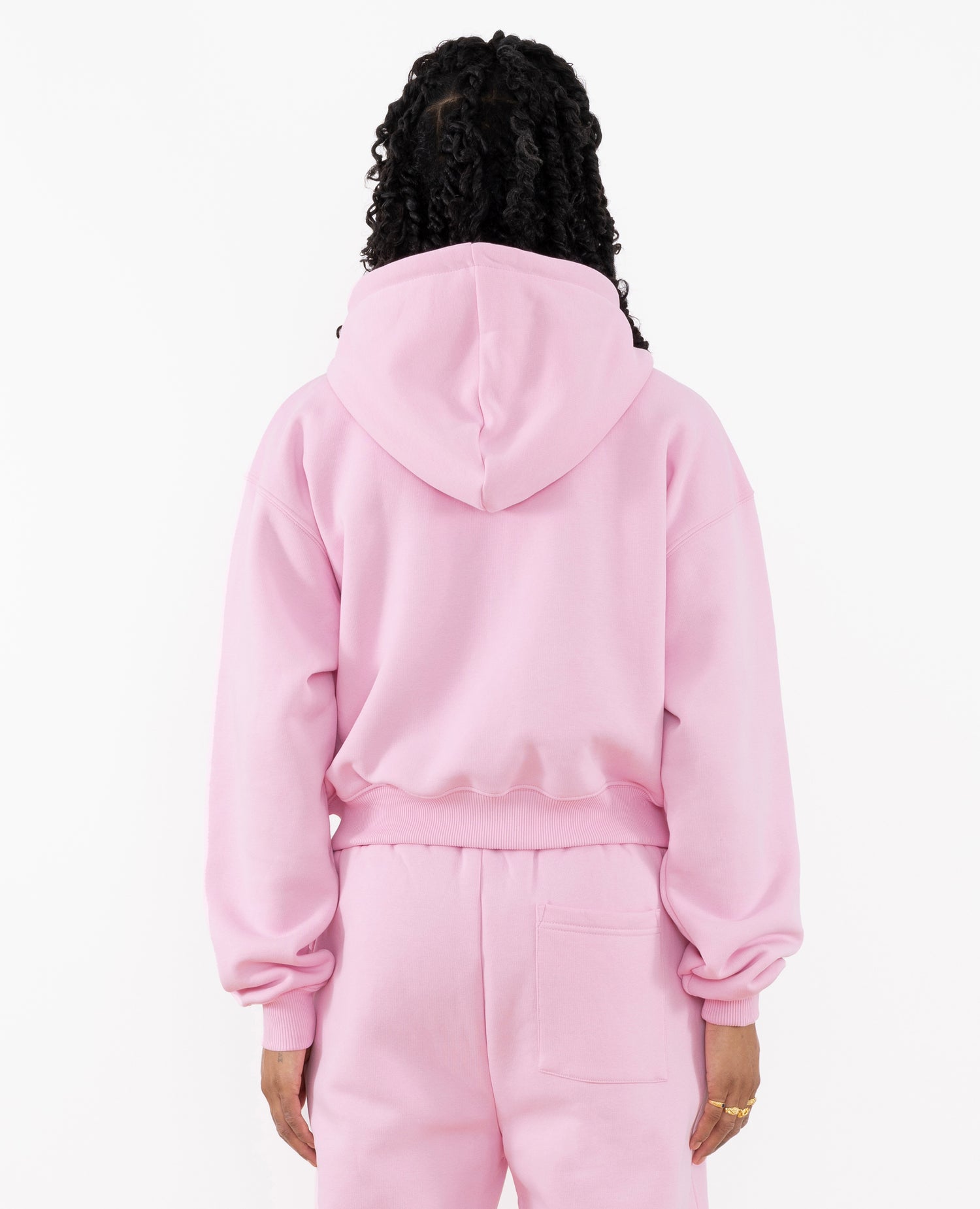 Patta Femme Basic Cropped Zip Hooded Sweater (Cradle Pink)