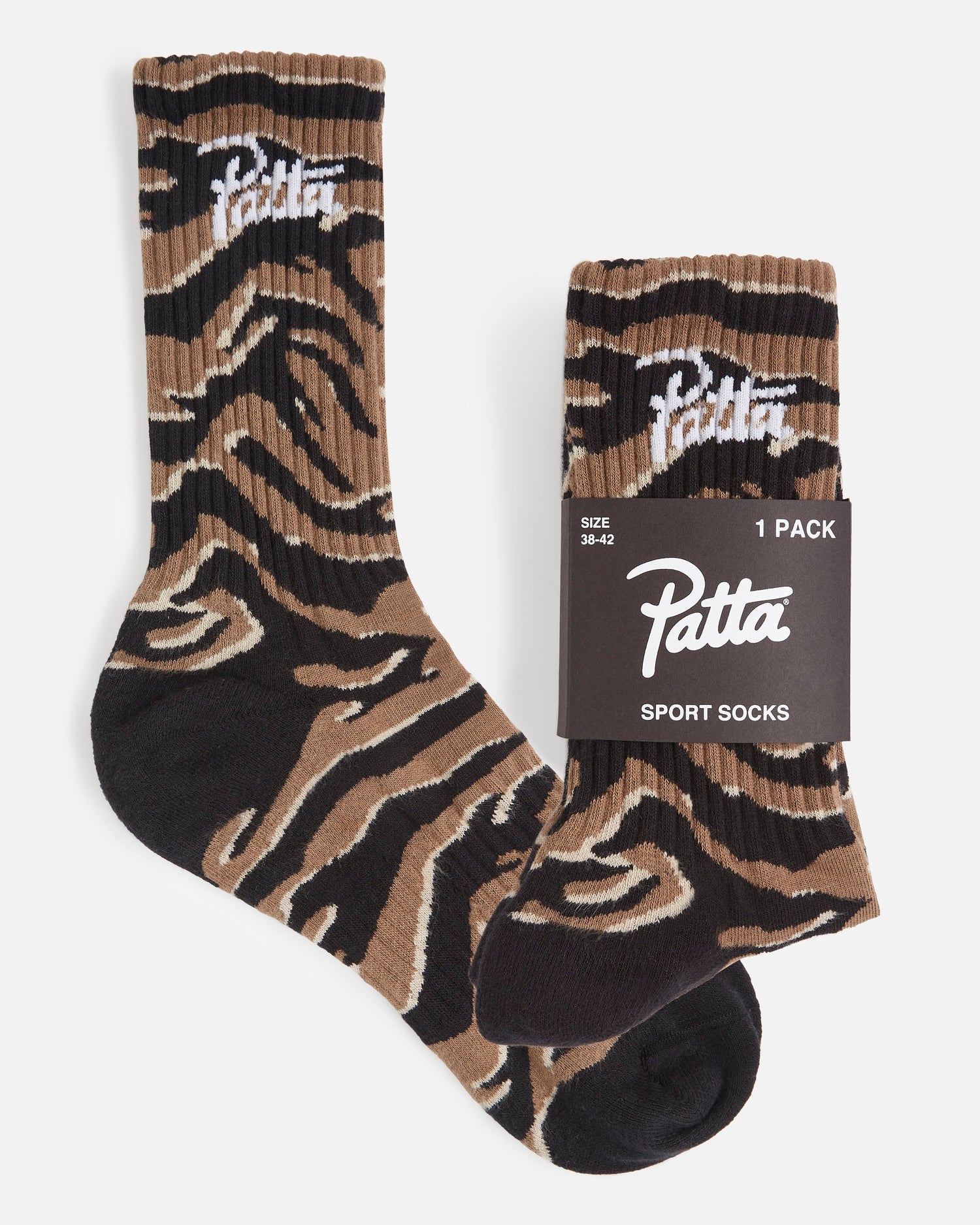 Patta Tiger Stripe Script Logo Sport Socks (Tiger Stripe Camo)