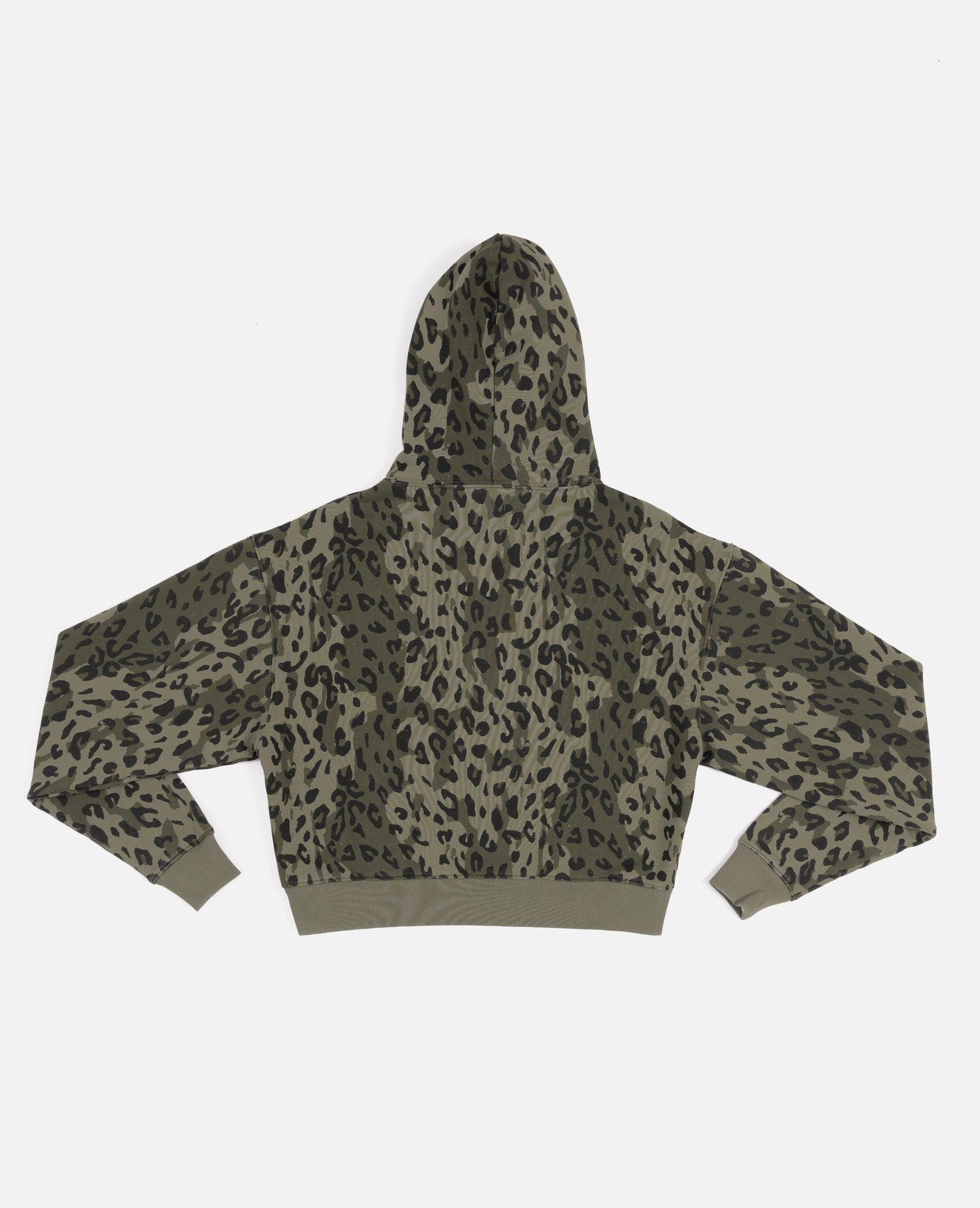 Patta Femme Leopard Cropped Hooded Sweater (Dusty Olive)