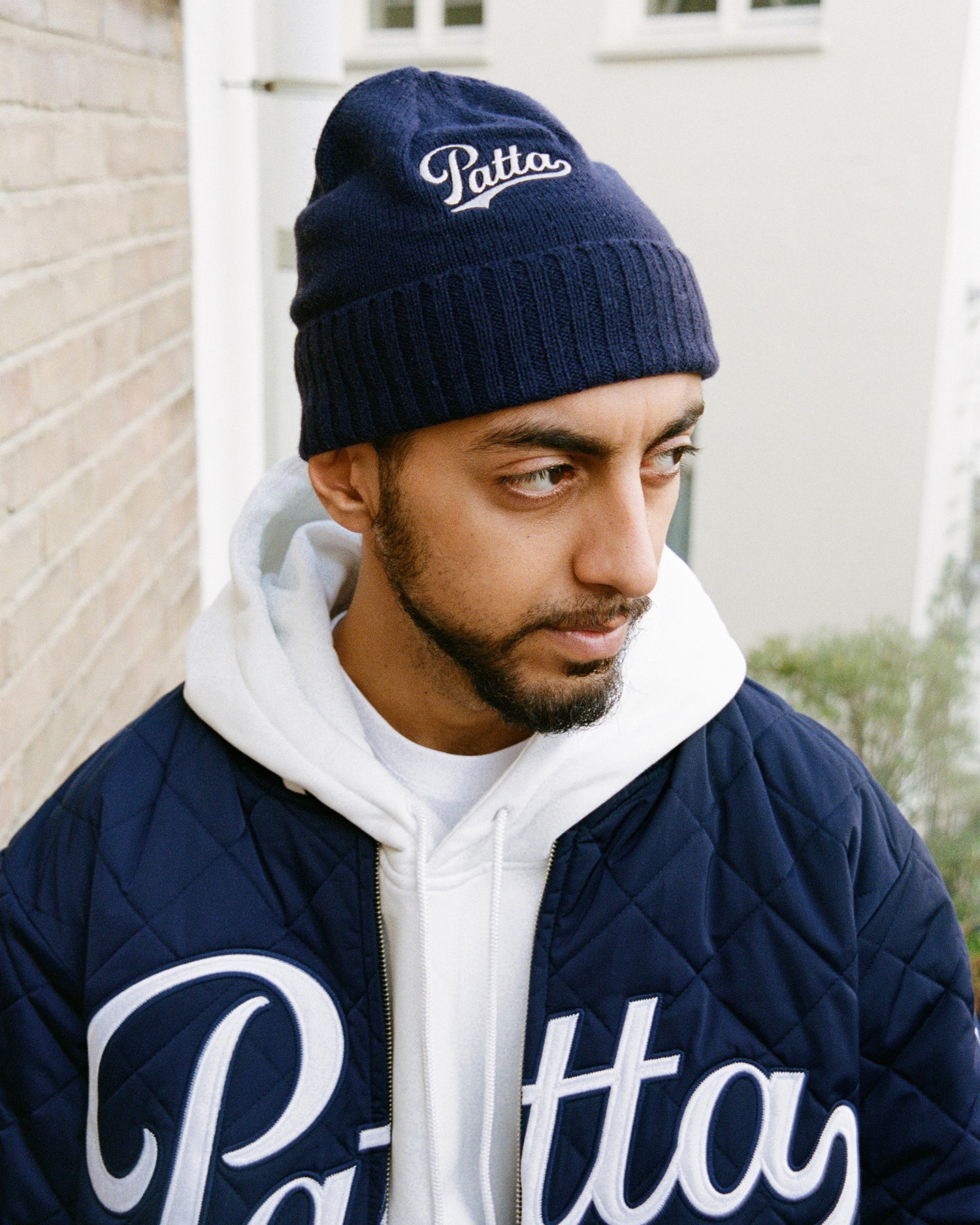 Patta Ribbed Knitted Beanie (Evening Blue)