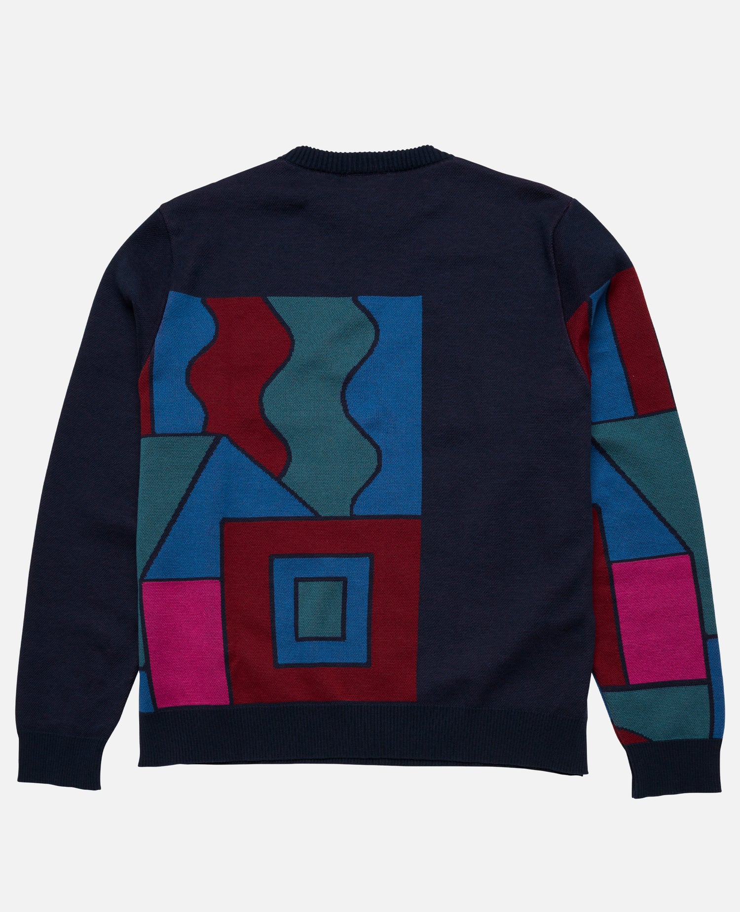 byParra Blocked Landscape Knitted Pullover (Navy)