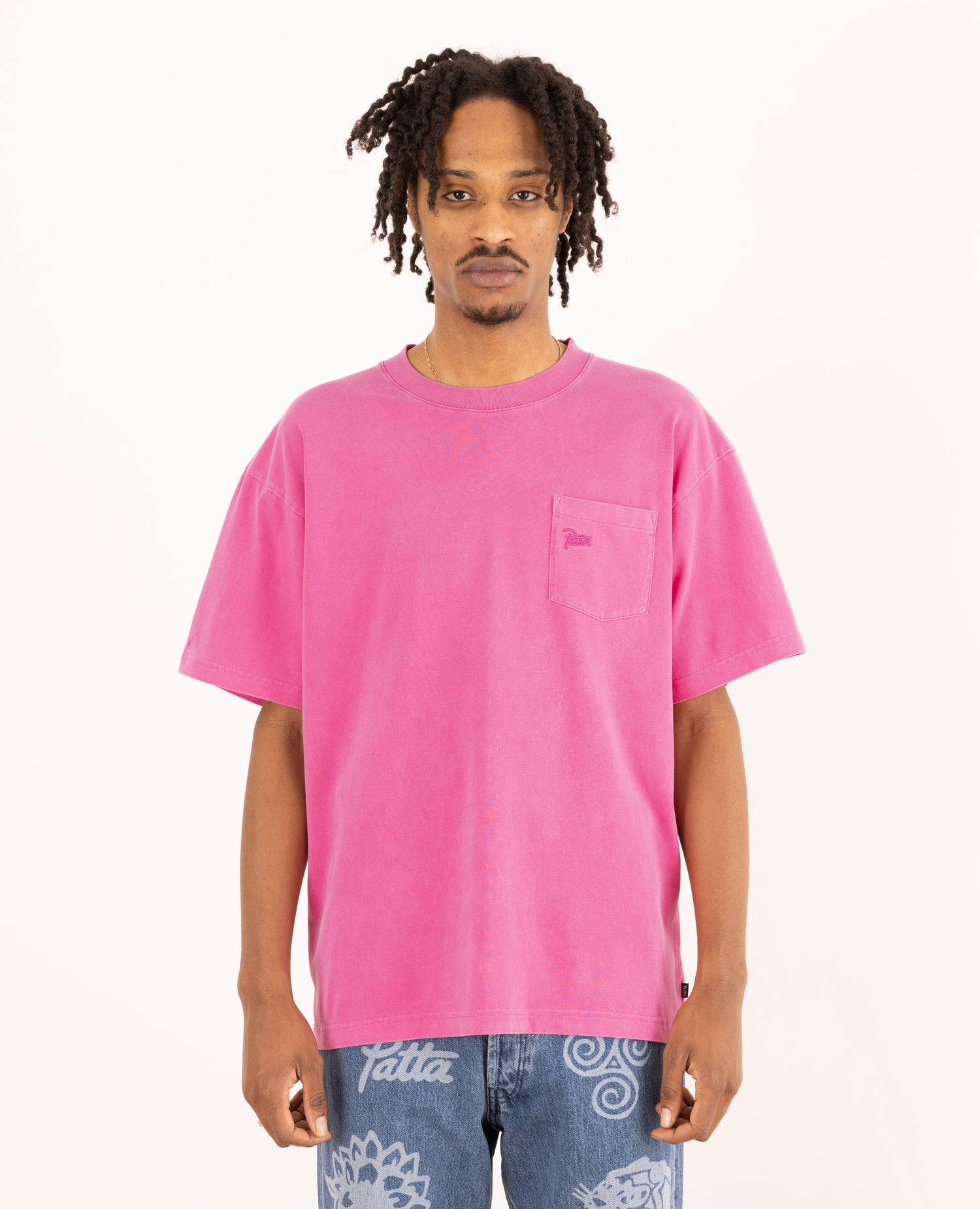 T-shirt à poche délavé basique Patta (Rose Violet)