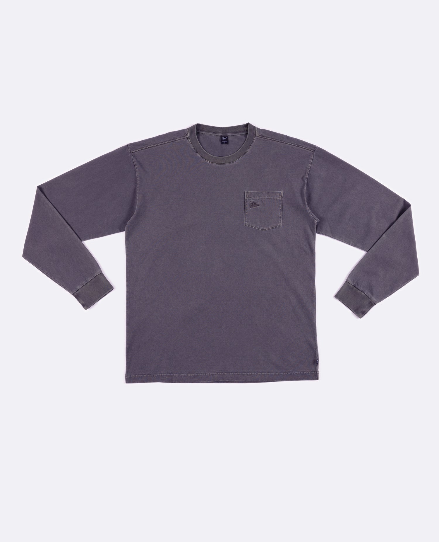 T-shirt basic a maniche lunghe con tasca lavata (grigio odissea)